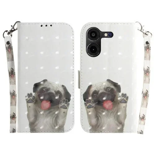 Funda de Cuero para Tecno Pova 5 Pro con Tapa Horizontal y Diseño 3D (Pug)