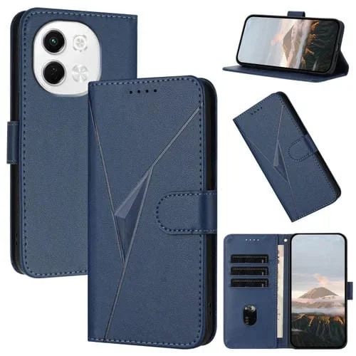 Funda de Cuero para Tecno Pova 6 Neo 5G y Spark 30 5G con Cierre de Hebilla y Diseño Triangular (Azul Real)