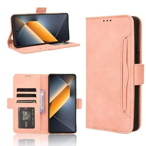 Funda de Cuero para Tecno Pova 6 Pro 5G con Ranuras para Tarjetas Skin Feel (Rosa)