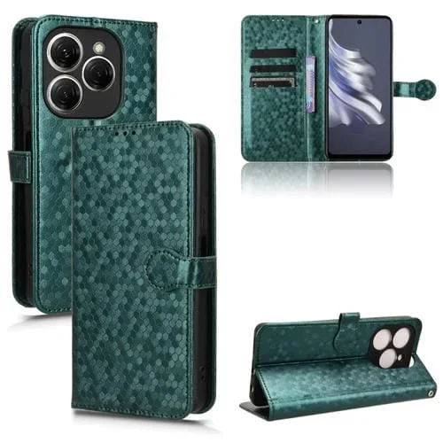 Funda de Cuero para Tecno Spark 20 Pro Honeycomb Dot Texture (Verde)