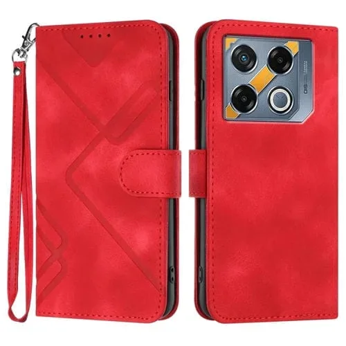 Funda de Cuero para Teléfono Infinix Gt 20 Pro Line Pattern Skin Feel (Rojo)