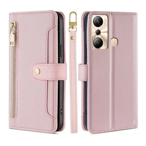 Funda de Cuero para Teléfono Infinix Hot 20I Sheep Texture Cross-Body Zipper Wallet (Rosa)