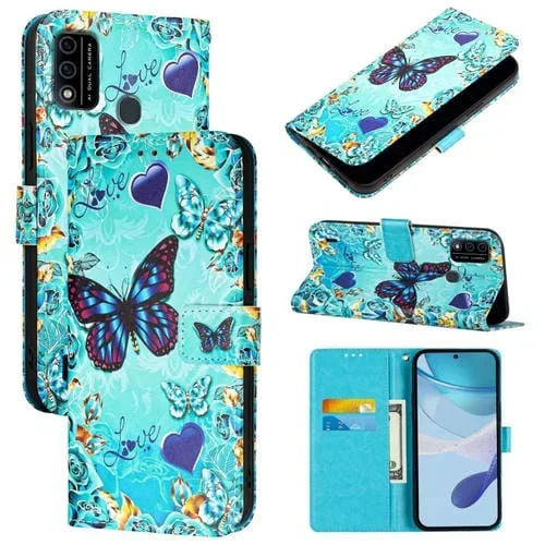 Funda de Cuero para Teléfono Itel A48 con Patrón Mariposa de Amor (Color)