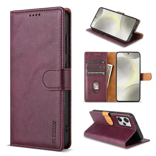 Funda de Cuero para Teléfono Redmi Note 12 Pro 5G Global N.Bekus Csj-P1 de Color Sólido (Rojo Vino)