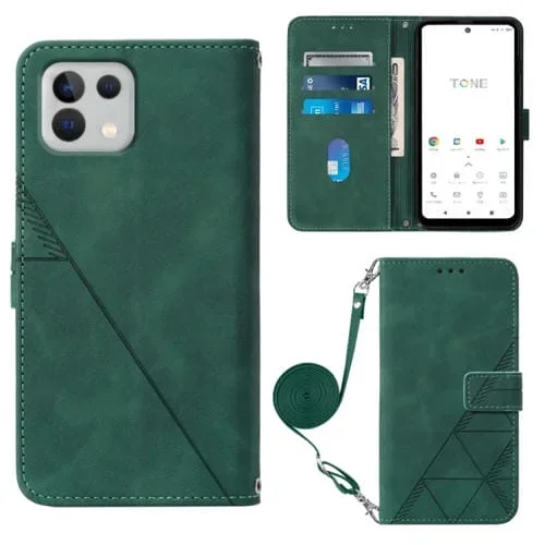 Funda de Cuero para Tone E22 Crossbody con Tapa en Relieve 3D (Verde Oscuro)