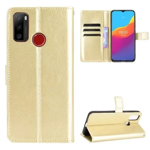 Funda de Cuero para Ulefone Note 10 Crazy Horse Texture con Soporte y Ranuras para Tarjetas (Oro)