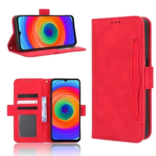 Funda de Cuero para Ulefone Note 14 Skin Feel con Ranuras para Tarjetas (Rojo)