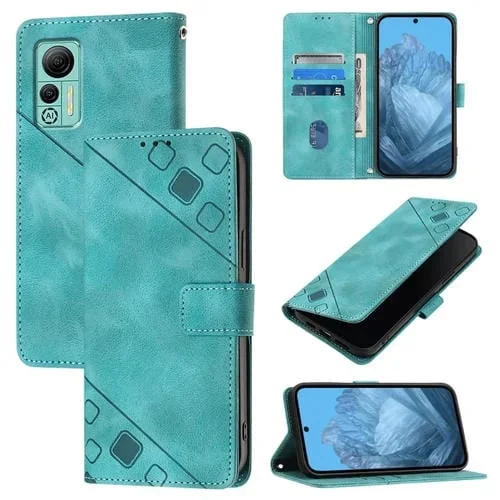 Funda de Cuero para Ulefone Note 14 Skin Feel en Relieve (Verde)