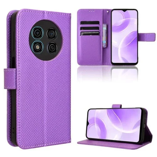 Funda de Cuero para Ulefone Note 15 con Textura de Diamante (Púrpura)