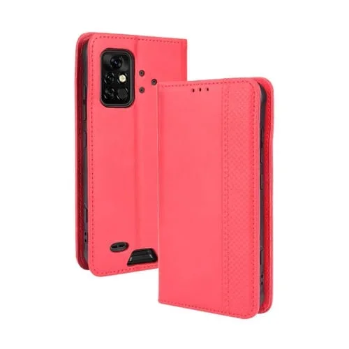 Funda de Cuero para Umidigi Bison Pro con Hebilla Magnética, Soporte y Ranura para Tarjeta (Rojo)