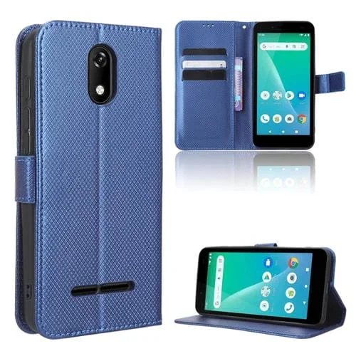 Funda de Cuero para Unimax Umx U696Cl con Textura de Diamante (Azul)