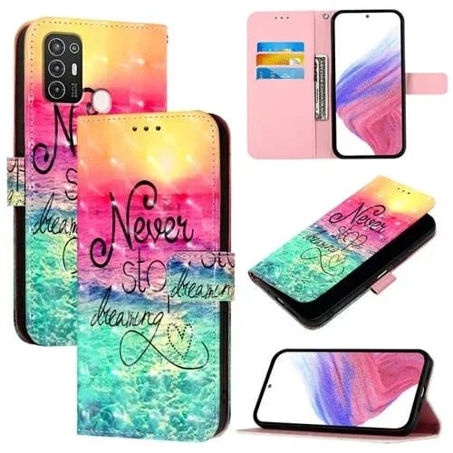 Funda de Cuero para ZTE Blade A52 con Tapa Horizontal y Pintura 3D (Persiguiendo Sueños)
