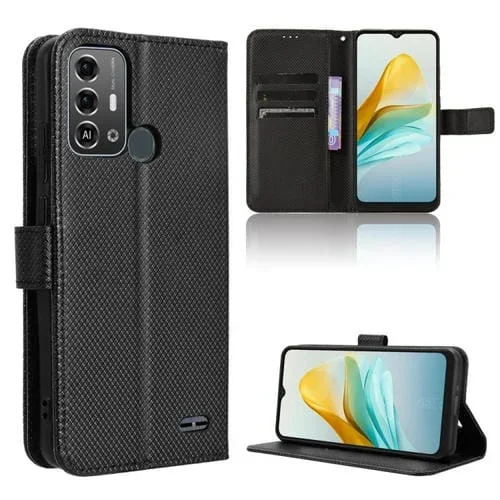 Funda de Cuero para ZTE Blade A53 Pro con Textura de Diamante (Negro)