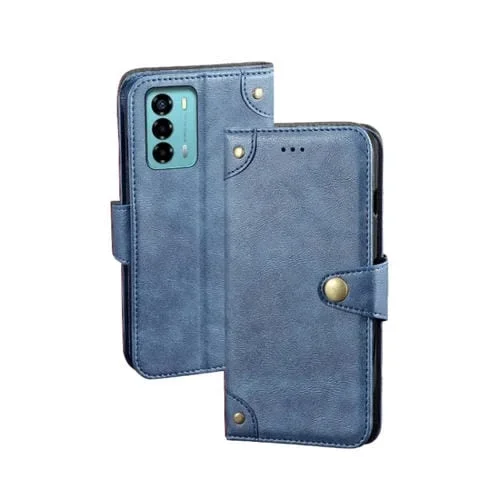 Funda de Cuero para ZTE Blade A72 4G Idewei con Textura Retro (Azul)