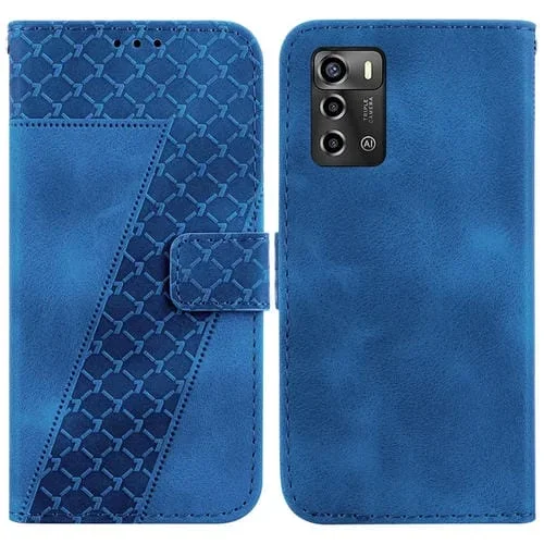 Funda de Cuero para ZTE Blade A72/V40 Vita en Relieve Forma de 7 (Azul)