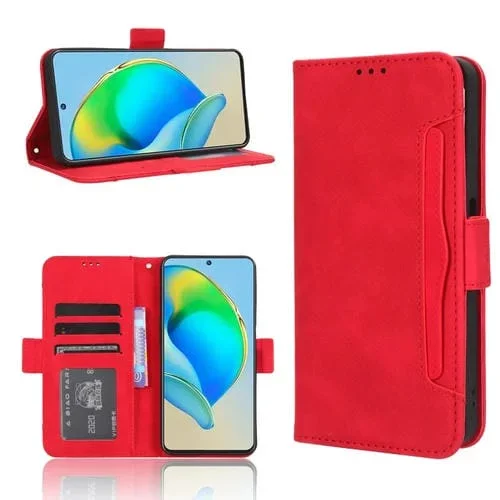 Funda de Cuero para ZTE Blade V40S Skin Feel con Ranuras para Tarjetas (Rojo)