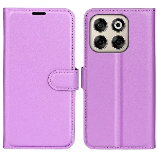 Funda de Cuero para ZTE Blade V70 con Tapa Horizontal, Textura de Lichi y Soporte (Morado)