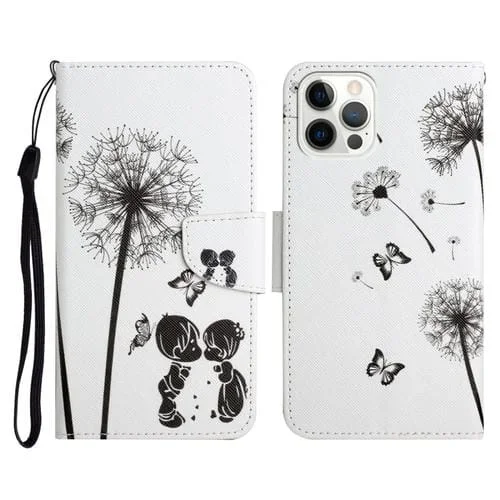 Funda de Cuero Patrón Pintado para iPhone 11 Pro Max con Soporte y Ranura para Tarjeta y Billetera (Diente de León)