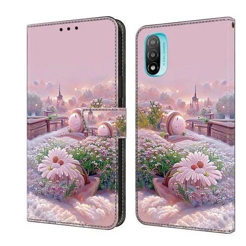 Funda de Cuero Pintada a Mano Motorola Moto E20 (Jardín)