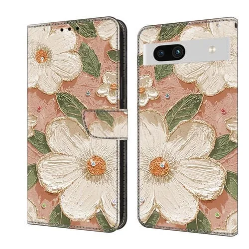 Funda de Cuero Pintada a Mano para Google Pixel 8A (Girasol)