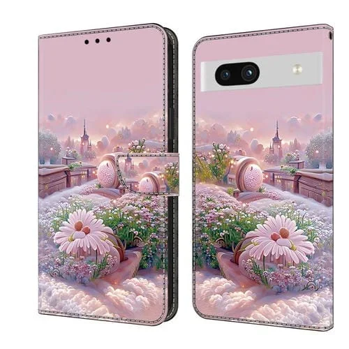 Funda de Cuero Pintada a Mano para Teléfono Google Pixel 7 (Jardín)