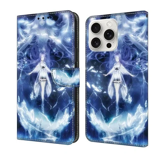 Funda de Cuero Pintada con Cristales para iPhone 16 Pro Max (Hada Mágica)