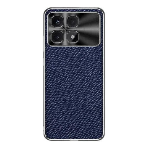 Funda de Cuero Pu con Textura Cruzada y Borde Plateado para Redmi K70 Ultra (Azul Zafiro)