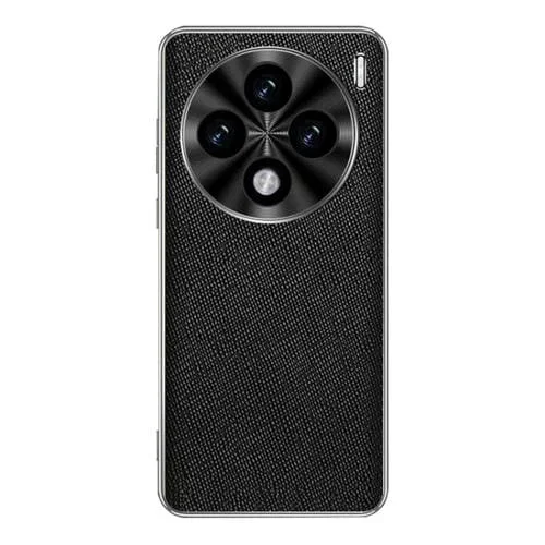 Funda de Cuero Pu con Textura Cruzada y Borde Plateado para Vivo X100S (Negro)