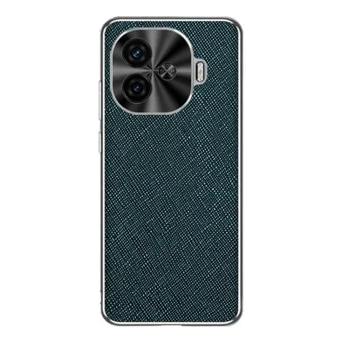 Funda de Cuero Pu con Textura Cruzada y Borde Plateado para Vivo Y200 Gt (Verde Oscuro)