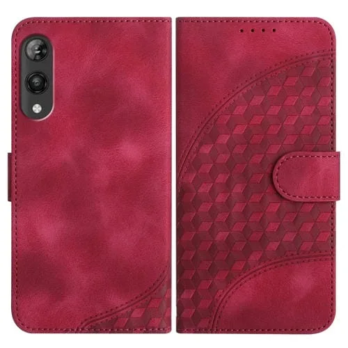 Funda de Cuero Rakuten Hand Yx0060 con Relieve y Cabeza de Elefante con Cordón (Rojo Rosa)