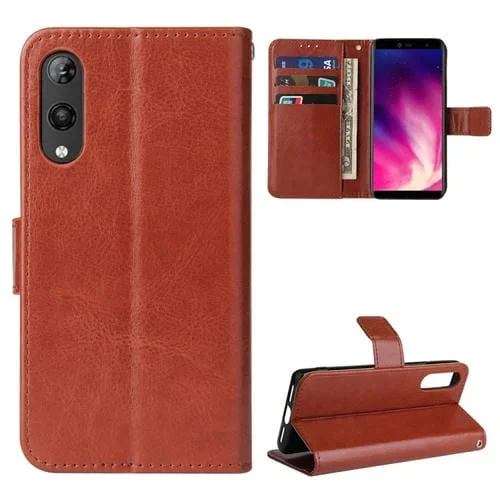 Funda de Cuero Rakuten Mano Retro Crazy Horse con Soporte, Ranuras y Cordón (Marrón)