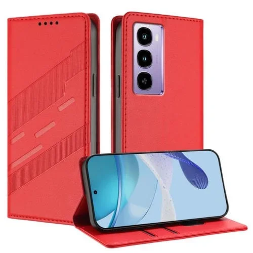 Funda de cuero retro con relieve para itel City 100 (roja)