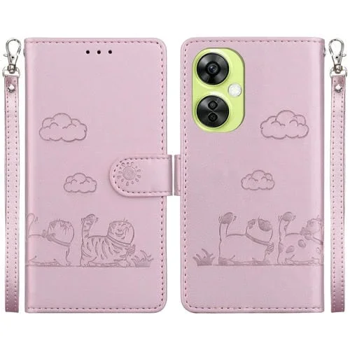 Funda de Cuero Rfid con Diseño de Gatos para Oppo K11X (Oro Rosa)