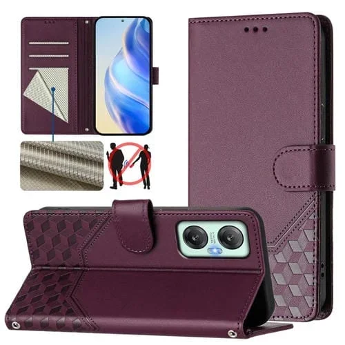 Funda de Cuero Rfid con Relieve en Panal para Infinix Hot 20S y Hot 20 Pro (Violeta)