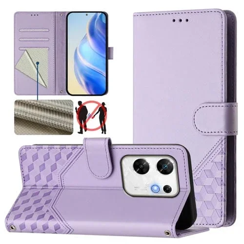 Funda de Cuero Rfid con Relieve en Panal para Infinix Zero 30 4G (Morado Claro)