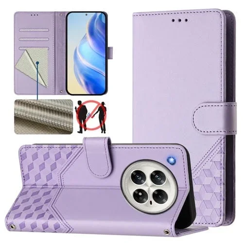 Funda de Cuero Rfid con Relieve en Panal para Infinix Zero 40 5G/4G (Morado Claro)