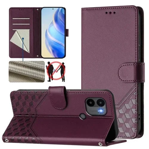 Funda de Cuero Rfid con Relieve En Panal para Redmi A1+/A2+ (Violeta)