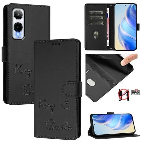 Funda de Cuero Rfid con Relieve Smile Embossing para Cricket Icon 6 (Negra)