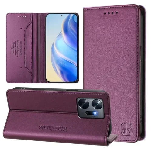 Funda de Cuero Rfid con Succión Magnética y Doble Pliegue para Infinix Zero 20 Rc01 (Violeta)