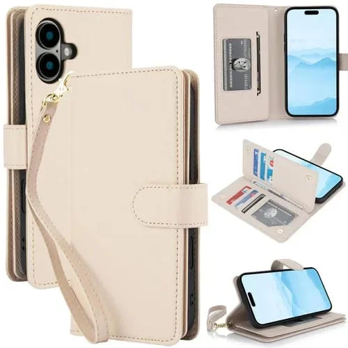 Funda de cuero RFID con tarjetero para iPhone 17 (albaricoque)
