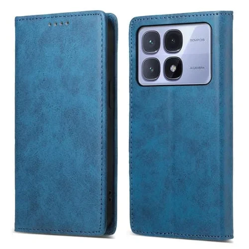 Funda de Cuero Rfid Magnética de Color Sólido para Redmi K70 Ultra Business (Azul)