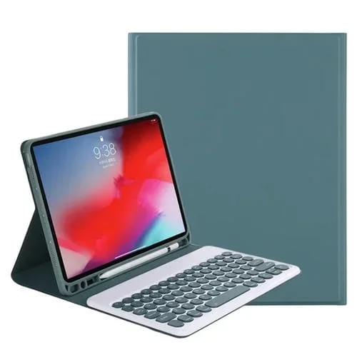 Funda de Cuero Teclado Bluetooth Y-C11B 2021 para iPad Pro 11 (2021) con Ranura de Lápiz y Soporte (Verde Oscuro)