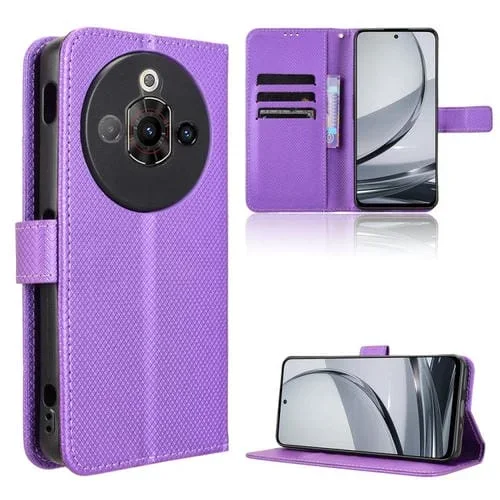 Funda de Cuero Textura de Diamante para ZTE Nubia Focus Pro 5G (Morado)