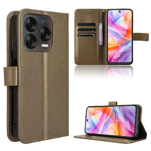 Funda de Cuero Textura Diamante para ZTE Blade V70 Design 4G (Marrón)