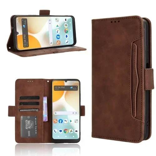 Funda de Cuero Textura Piel de Becerro con Ranuras para Tarjetas para BLU View 5 Pro (Marrón)