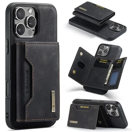 Funda de Cuero Tipo Billetera Dg.Ming M2 Series para iPhone 16 Pro (Negra)