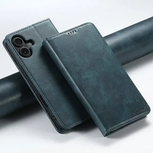 Funda de Cuero Tipo Billetera Suteni J02 para iPhone 16 (Azul)