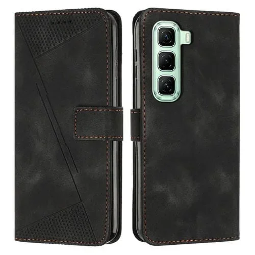 Funda de Cuero Triangular para Infinix Hot 50 5G Dream (Negra)