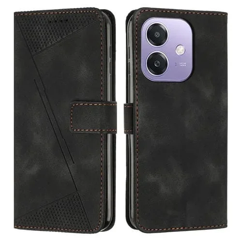 Funda de Cuero Triangular para Teléfono Oppo A3X Dream (Negra)