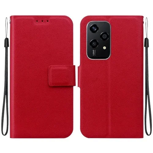 Funda de Cuero Ultrafina con Hebilla Magnética para Honor 200 Lite (Rojo)